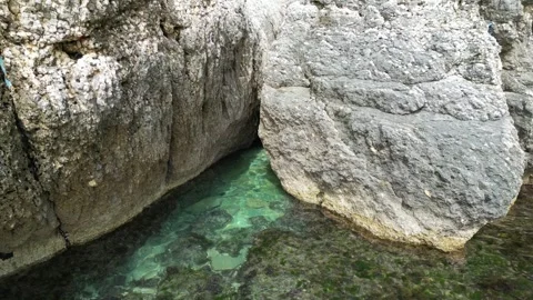 Drone approaching the rocky seashore Stock Footage 271031047