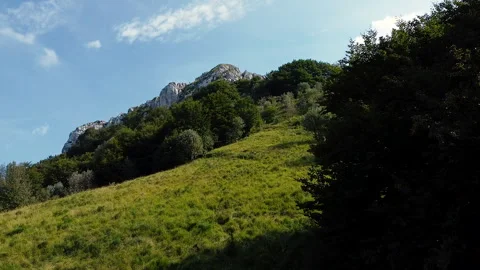 Drone approching Canzo's Horns aka Corni di Canzo in Lake Como Italy Vidéo 247502829