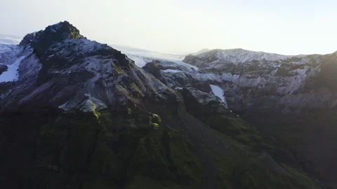 Drone Arcing Over Mountain Peak With Vatnajokull Glacier Stock Footage 168773879