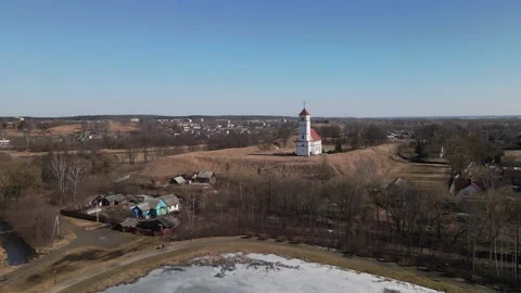 Drone are flying around orthodox cross on the church 動画素材 241454745