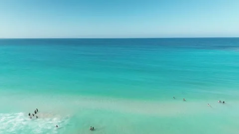 Drone area view of beach sea sand and sky in summer day. Beach sea space area. Stock Footage 269707041
