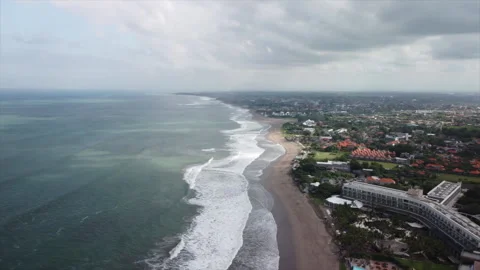 Drone areal view to Indian Ocean beach at Bali in the morning. Stock Footage 159592004