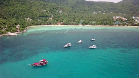 Drone arial 4k quality scuba diving boat at Thailand, Koh Tao phangan Stock-Footage 134914662