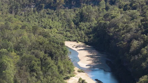 Drone Ascend Over River Gorge in Devils Backbone Video stock 323440680