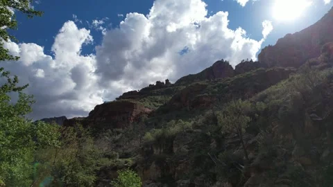 Drone Ascending and Panning Left Over Sedona Mountains Stock Footage 316173258