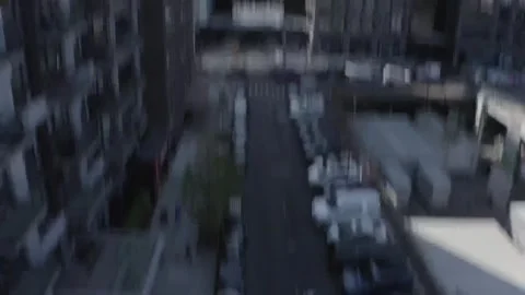 Drone ascending, going up, over Barclay's Center stadium downtown Brooklyn Stock-Footage 248636369