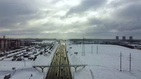 Drone ascending over a highway Stock Footage 169480806