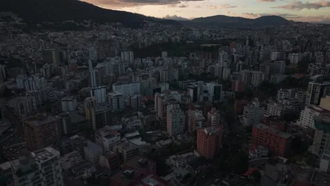 Drone Ascending Over Quito With Buildings and Mountains Stock Footage 343420120