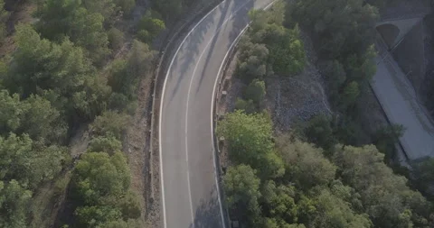 Drone Ascending Over road in the forest Stock Footage 311939977