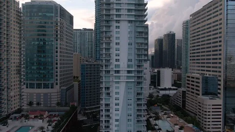 Drone Ascending the Panorama Tower at Sunset Stock Footage 112836293
