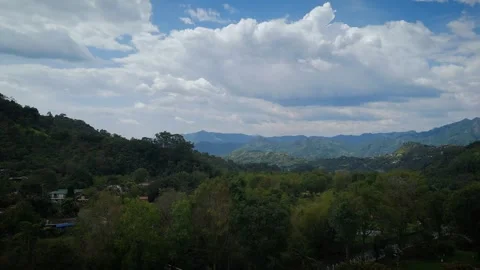 Drone ascending shot from ground to panoramic mountain view Video stock 316112514
