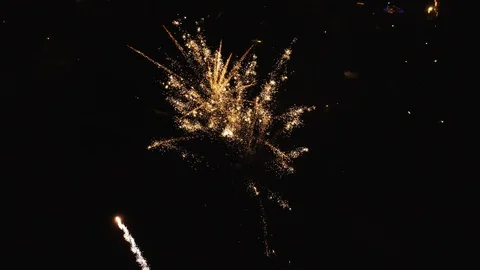 Drone ascending verty close to fireworks display - 4K 30P. Stock Footage 88451523