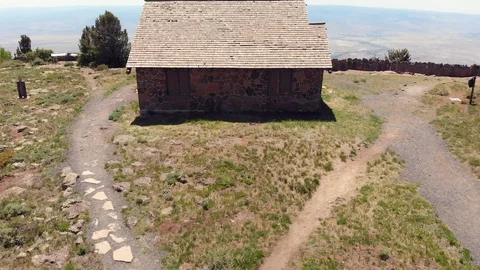 Drone Ascends Above Land's End Observatory With Grand Valley Behind Stock Footage