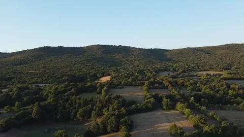 Drone ascends capturing the serene, patchwork fields near Lipica, Slovenia. Stock Footage 273045001