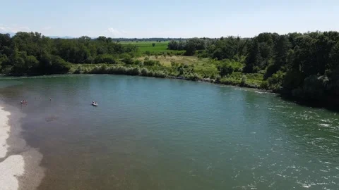 Drone ascends the river Stock Footage 133184920