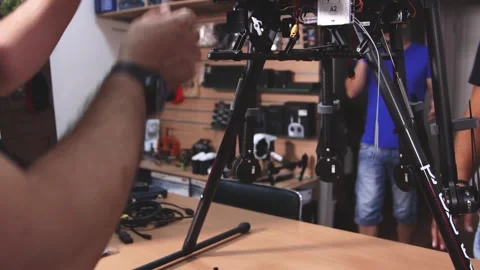 Drone Assembling Quad Copter Preparation for Flight Vídeo Stock 142137194