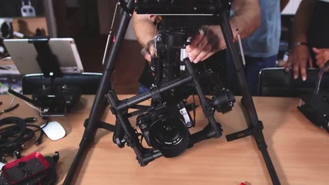 Drone Assembling Quad Copter Preparation for Flight Vídeo Stock 142137307