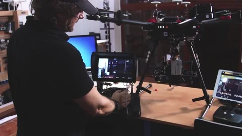 Drone Assembling Quad Copter Preparation for Flight Stock Footage 142137308