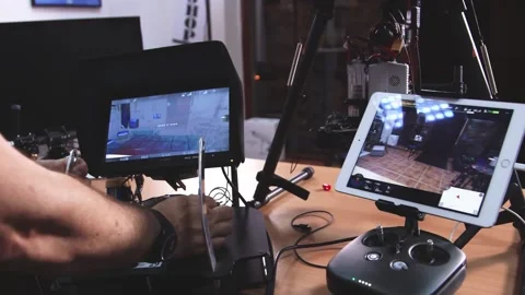 Drone Assembling Quad Copter Preparation for Flight Stock Footage 142137338