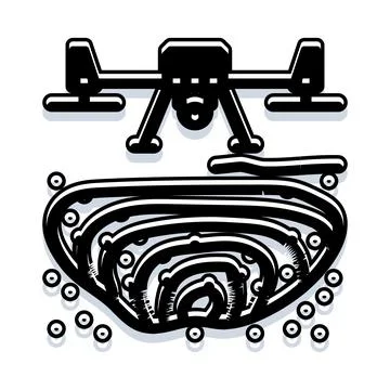 Drone assessing mining pit for commercial surveying Stock Illustration