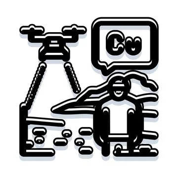 Drone assisting mineral exploration for copper mining industry Stock Illustration