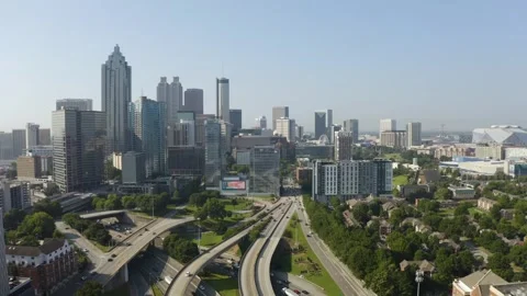Drone- Atlanta skyline -dolly forward Stock Footage 246973774