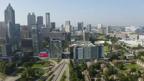 Drone - Atlanta Skyline: Dolly Forward FAST Stock Footage 246973776