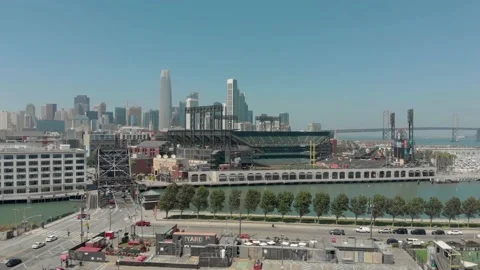 Drone ATT Park Stadium San Francisco empty (2018) 4K Clip2 Stock Footage