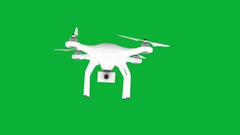 Drone with attached action camera flying over green screen isolated background Stock Footage 313602419