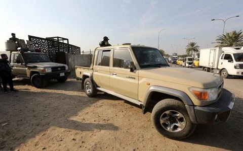 Drone attack on security headquarters in the Iraqi capital Baghdad, Iraq - 04 Ja Stock Photos