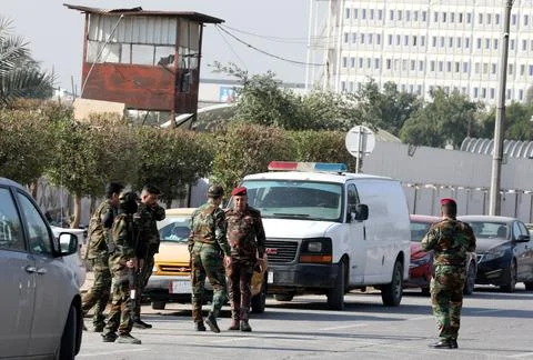 Drone attack on security headquarters in the Iraqi capital Baghdad, Iraq - 04 Ja Stock Photos