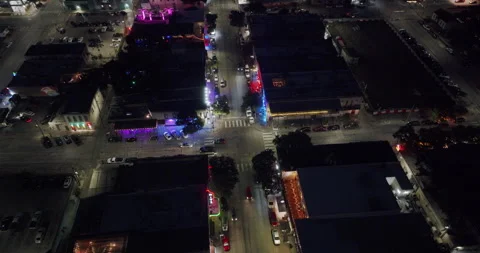 Drone Austin Downtown Busy Intersection At Night 4K 24FPS Stock Footage 278133673