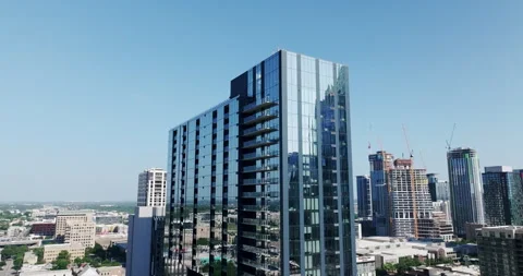Drone Austin Elevating Up a Building Downtown 4K 24FPS Stock Footage 278135035