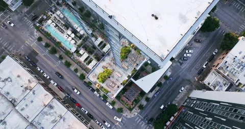 Drone Austin FPV Style Diving Shot Of Hotel Downtown 4K 24FPS Stock Footage 278135127