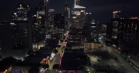 Drone Austin Pull Back Reveal Of Downtown Night 4K 24FPS Stock Footage 278137421
