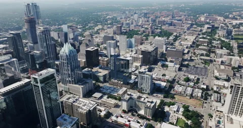 Drone Austin Pulling Back Revealing Downtown 4K 24FPS Stock Footage 278136030
