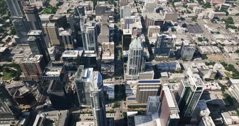 Drone Austin Top Down To Tilt Up On Downtown 4K 24FPS Stock Footage 278136603