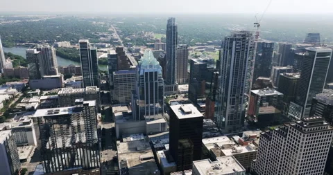 Drone Austin Tracking Central Building Downtown 4K 24FPS Stock Footage 278174420