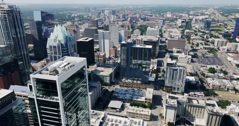 Drone Austin Tracking Sideways Over Downtown 4K 24FPS Stock Footage 278136654