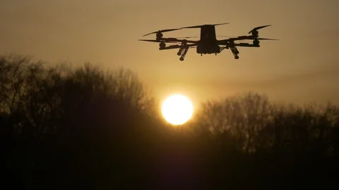 Drone on a background of the solar disk Video stock 88619894