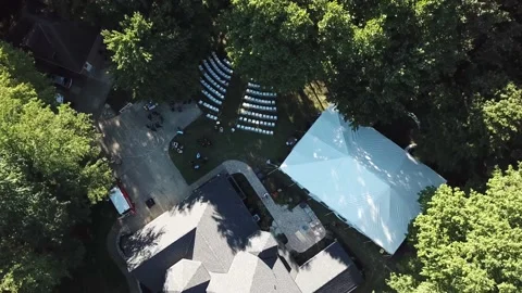 Drone of a backyard wedding Stock Footage 147465642
