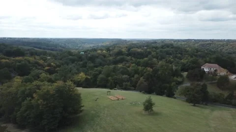 Drone backyard wedding on a hill Stock Footage 147465643