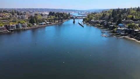 Drone of the Ballard Locks in Seattle Stock Footage 167452122