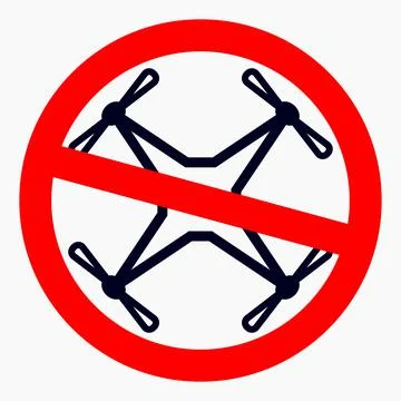 Drone ban. Do not fly a quadcopter. Stock Illustration