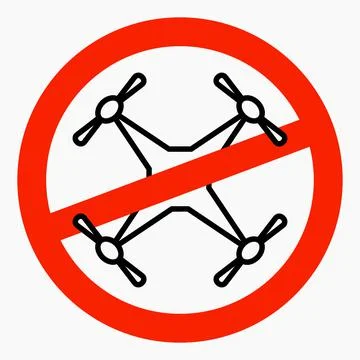 Drone ban. Do not fly a quadcopter. Stock Illustration