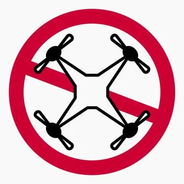 Drone ban. Do not fly a quadcopter. Stock Illustration