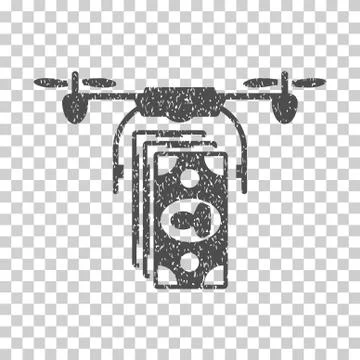 Drone Banknotes Payment Grainy Texture Icon Stock Illustration