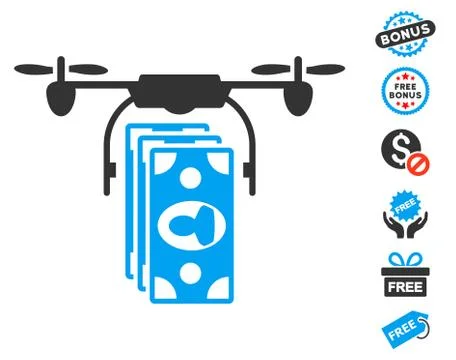 Drone Banknotes Payment Icon With Free Bonus Stock Illustration