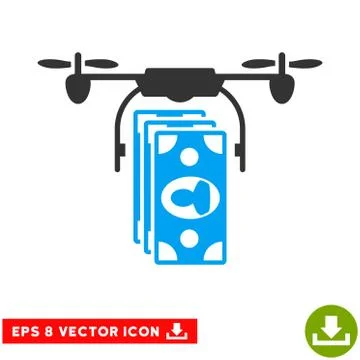 Drone Banknotes Payment Vector Eps Icon Stock Illustration