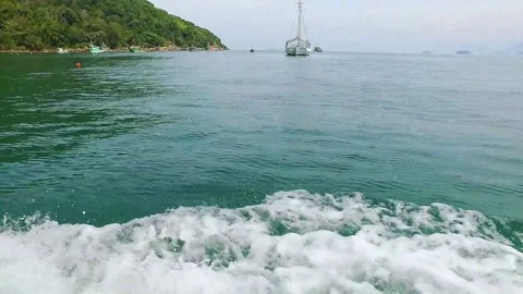 Drone - beach and boat view Stock Footage 146561912